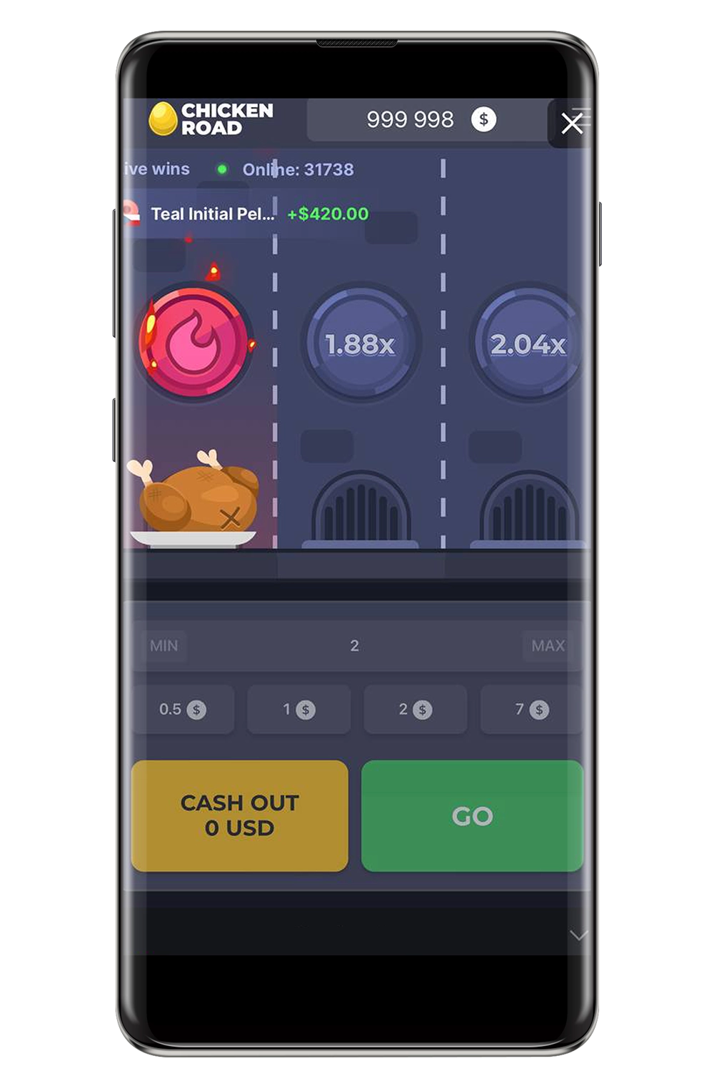 Captură de ecran de pe site-ul oficial Chicken Road